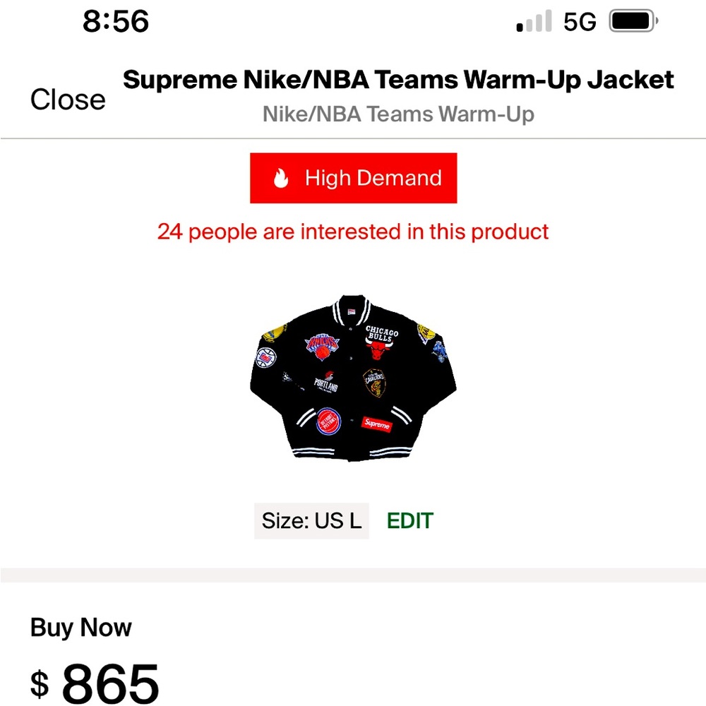 supreme and nike nba varsity jacket